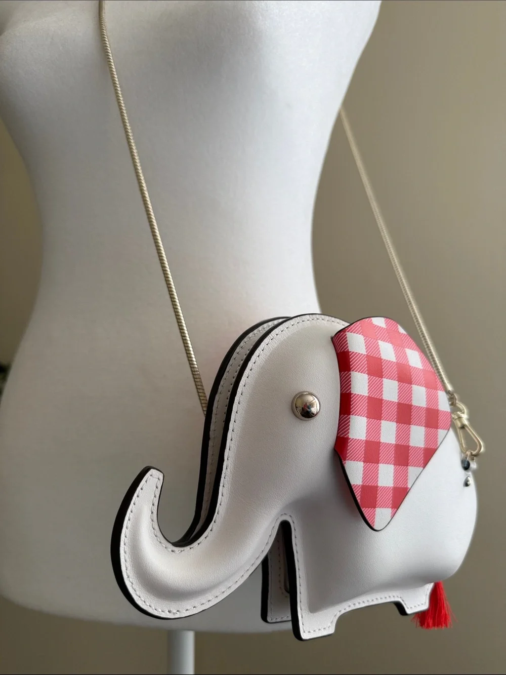 Kate Spade Tiny Elephant Crossbody Purse White Red